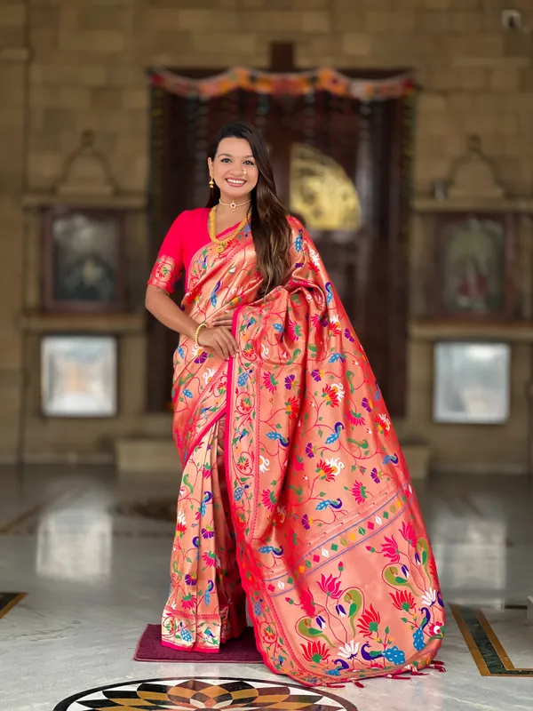 Pink_Soft_Kanjivaram_Paithani_Silk_Saree_With_Zari_Weaving_Meenakari_Design_All_Over_The_Saree_And_Meenakari_Weaving_Rich_Pallu_For_Women