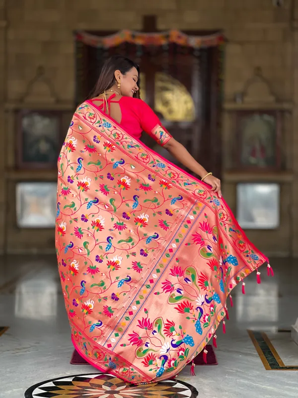 Pink_Soft_Kanjivaram_Paithani_Silk_Saree_With_Zari_Weaving_Meenakari_Design_All_Over_The_Saree_And_Meenakari_Weaving_Rich_Pallu_For_Women