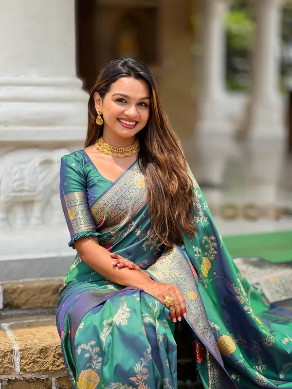 Aqua_Rama_Soft_Banarasi_Silk_Saree_With_Zari_Weaving_Meenakari_Touchup_Design_All_Over_The_Saree_And_Meenakari_Weaving_Rich_Pallu_For_Women