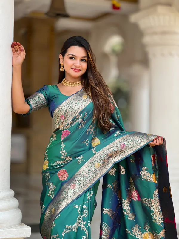 Aqua_Rama_Soft_Banarasi_Silk_Saree_With_Zari_Weaving_Meenakari_Touchup_Design_All_Over_The_Saree_And_Meenakari_Weaving_Rich_Pallu_For_Women