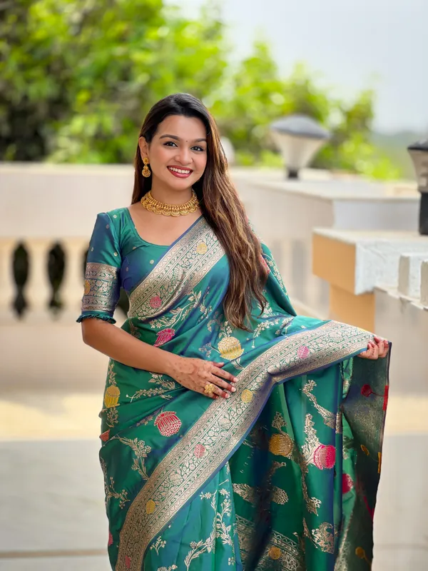 Aqua_Rama_Soft_Banarasi_Silk_Saree_With_Zari_Weaving_Meenakari_Touchup_Design_All_Over_The_Saree_And_Meenakari_Weaving_Rich_Pallu_For_Women