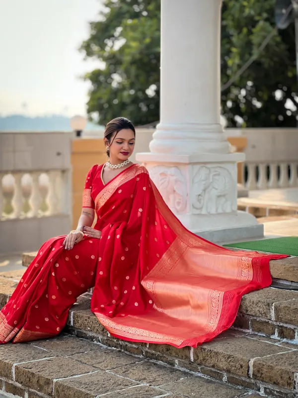 Red_Soft_Banarasi_Silk_Saree_With_Zari_Weaving_Motifd_Design_All_Over_The_Saree_And_Zari_Weaving_Rich_Pallu_With_Zari_Weaving_Border_Blouse_With_Soft_Silk_Weaving_Blouse_Piece_For_Women