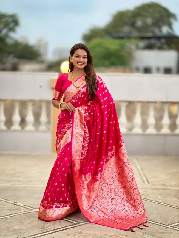 Rani_Pink_Soft_Banarasi_Silk_Saree_With_Zari_Weaving_Meenakari_Touchup_Design_All_Over_The_Saree_And_Meenakari_Weaving_Rich_Pallu_For_Women