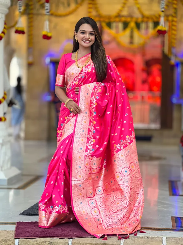 Rani_Pink_Soft_Banarasi_Silk_Saree_With_Zari_Weaving_Meenakari_Touchup_Design_All_Over_The_Saree_And_Meenakari_Weaving_Rich_Pallu_For_Women
