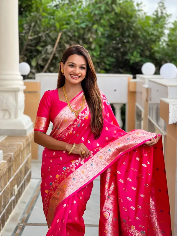 Rani_Pink_Soft_Banarasi_Silk_Saree_With_Zari_Weaving_Meenakari_Touchup_Design_All_Over_The_Saree_And_Meenakari_Weaving_Rich_Pallu_For_Women