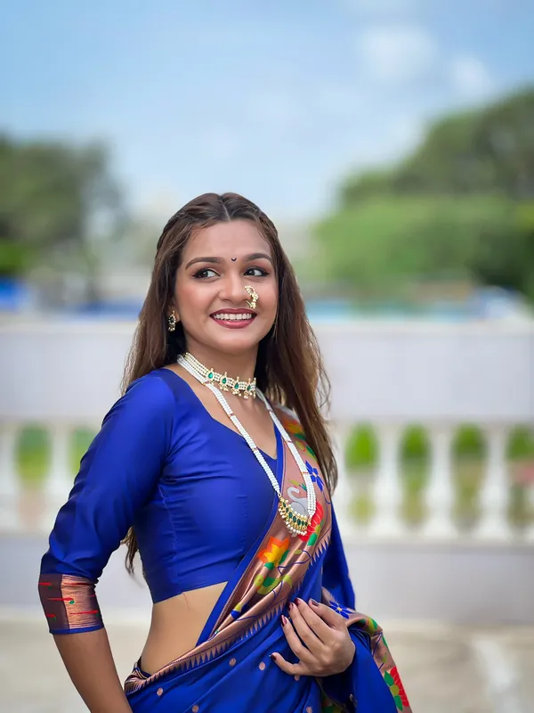 Blue_Soft_Pethani_Silk_Saree_With_Zari_Weaving_Motifs_Design_And_Meenakari_Weaving_Rich_Pallu_With_Meenakari_Weaving_Border_And_Tassels_Attached_At_Pallu_End_Blouse_For_Women
