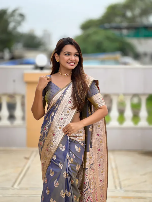 Grey_Soft_Banarasi_Silk_Saree_With_Zari_Weaving_Meenakari_Touchup_Design_All_Over_The_Saree_And_Meenakari_Weaving_Rich_Pallu_For_Women