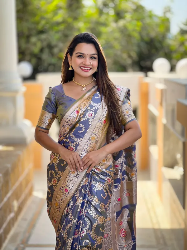 Grey_Soft_Banarasi_Silk_Saree_With_Zari_Weaving_Meenakari_Touchup_Design_All_Over_The_Saree_And_Meenakari_Weaving_Rich_Pallu_For_Women