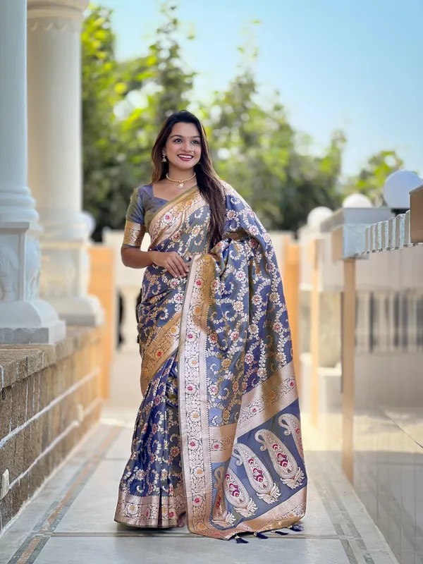 Grey_Soft_Banarasi_Silk_Saree_With_Zari_Weaving_Meenakari_Touchup_Design_All_Over_The_Saree_And_Meenakari_Weaving_Rich_Pallu_For_Women