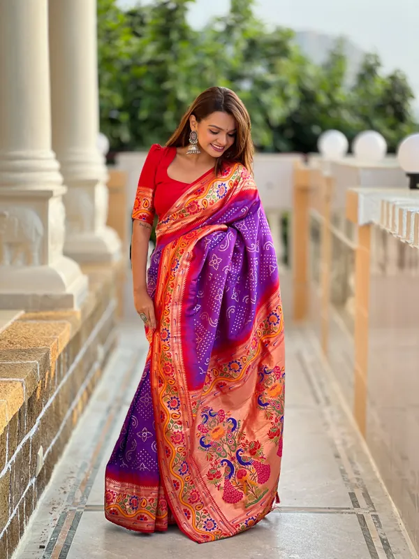 Purple_Soft_Pethani_Silk_Saree_With_Zari_Weaving_Meenakari_B_And_Hej_Weaving_Design_And_Meenakari_Weaving_Rich_Pallu_With_Meenakari_Weaving_Border_And_Tassels_Attached_At_Pallu_End_Blouse_For_Women