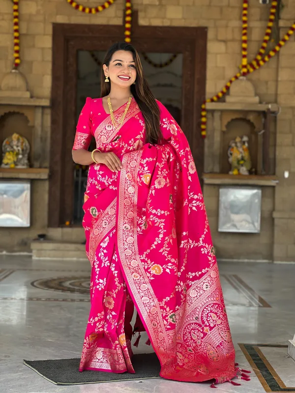 Rani_Pink_Soft_Banarasi_Silk_Saree_With_Zari_Weaving_Meenakari_Touchup_Design_All_Over_The_Saree_And_Meenakari_Weaving_Rich_Pallu_For_Women