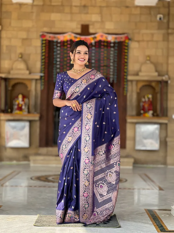 Navy_Blue_Soft_Banarasi_Silk_Saree_With_Zari_Weaving_Meenakari_Touchup_Design_All_Over_The_Saree_And_Meenakari_Weaving_Rich_Pallu_For_Women