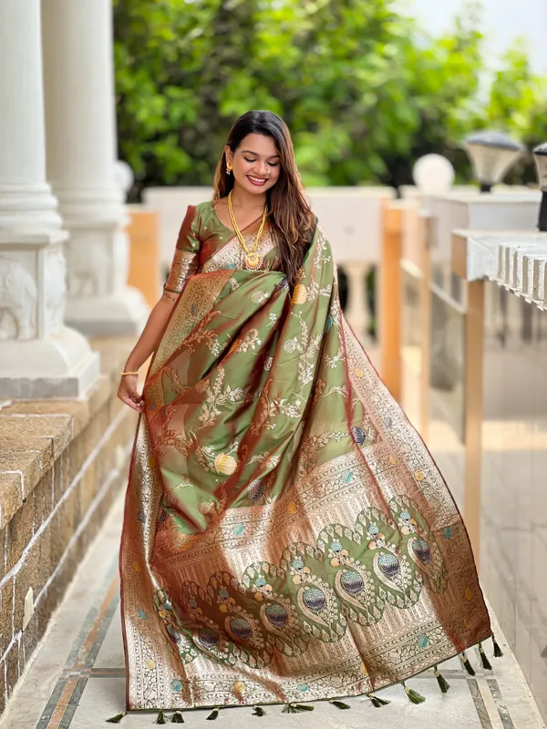 Mehndi_Soft_Banarasi_Silk_Saree_With_Zari_Weaving_Meenakari_Touchup_Design_All_Over_The_Saree_And_Meenakari_Weaving_Rich_Pallu_For_Women