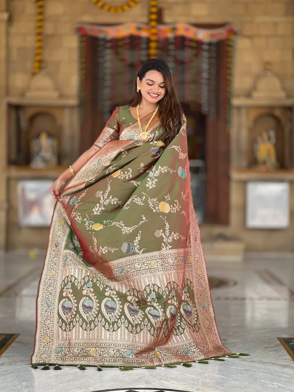 Mehndi_Soft_Banarasi_Silk_Saree_With_Zari_Weaving_Meenakari_Touchup_Design_All_Over_The_Saree_And_Meenakari_Weaving_Rich_Pallu_For_Women