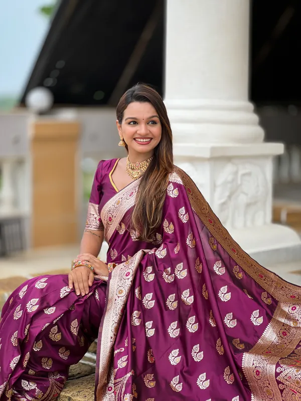Wine_Soft_Banarasi_Silk_Saree_With_Zari_Weaving_Meenakari_Touchup_Design_All_Over_The_Saree_And_Meenakari_Weaving_Rich_Pallu_For_Women