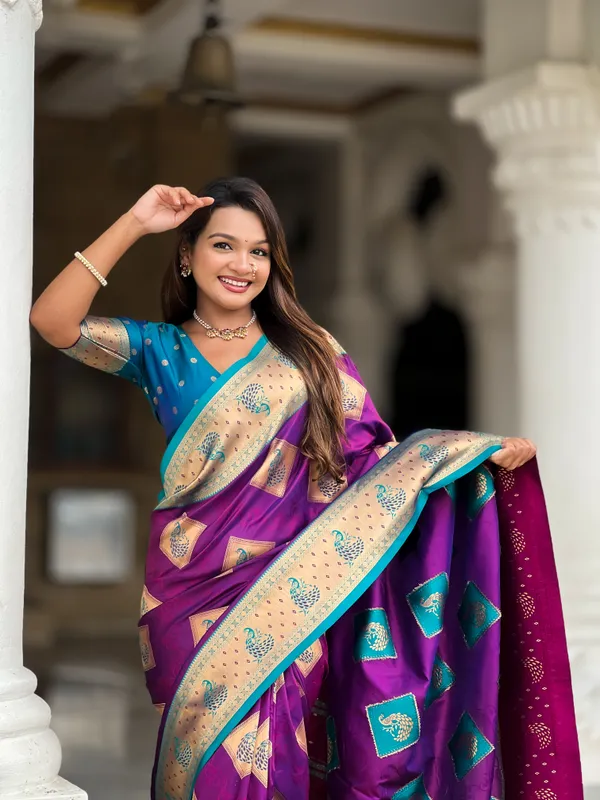 Magenta_Soft_Banarasi_Silk_Saree_With_Zari_Weaving_Meenakari_Design_All_Over_The_Saree_And_Contrast_Weaving_Rich_Pallu_With_Contrast_Weaving_Border_And_Tassels_Attached_At_Pallu_And_Blouse_For_Women