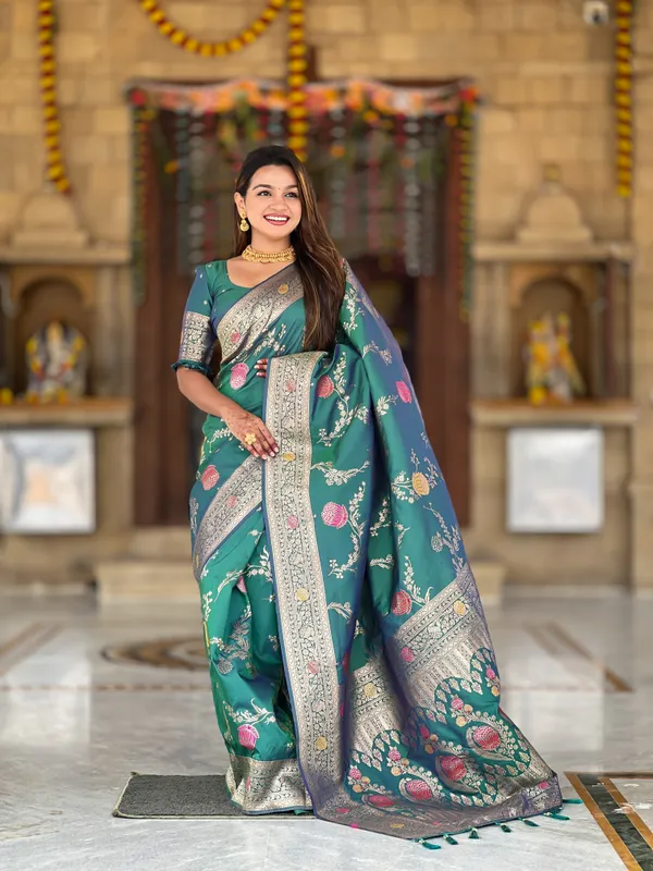 Aqua_Rama_Soft_Banarasi_Silk_Saree_With_Zari_Weaving_Meenakari_Touchup_Design_All_Over_The_Saree_And_Meenakari_Weaving_Rich_Pallu_For_Women