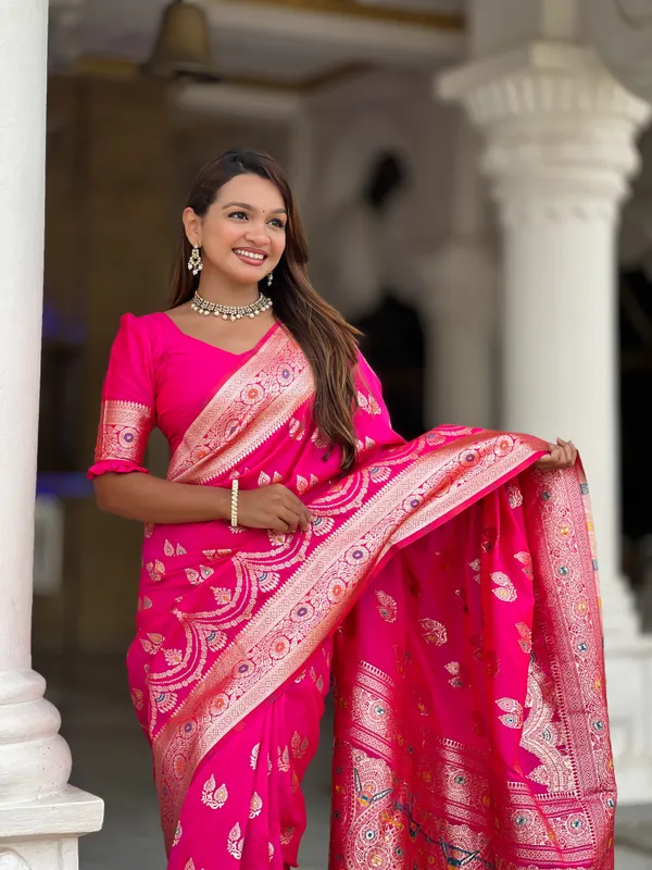 Rani_Pink_Soft_Banarasi_Silk_Saree_With_Zari_Weaving_Meenakari_Touchup_Design_All_Over_The_Saree_And_Meenakari_Weaving_Rich_Pallu_For_Women