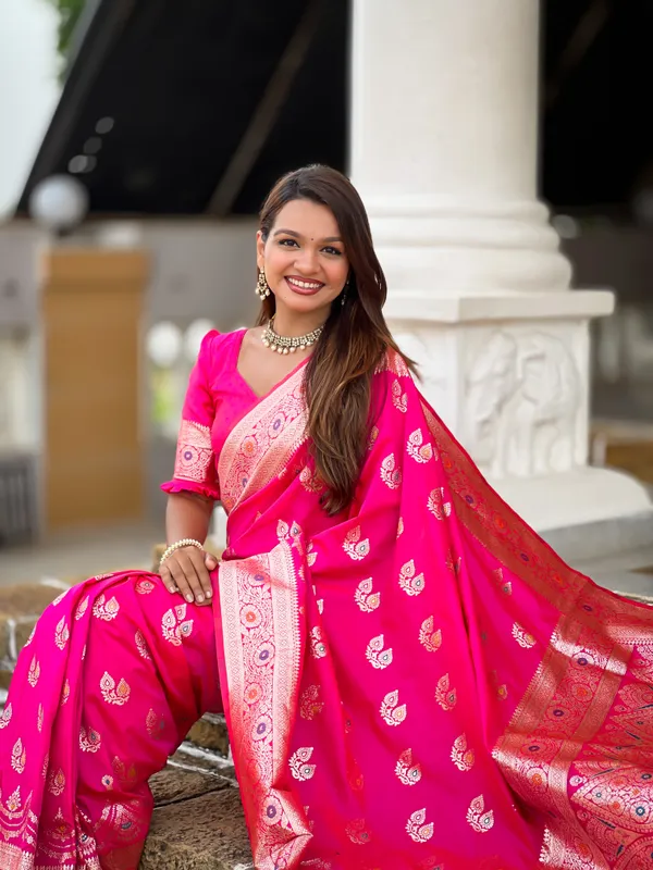 Rani_Pink_Soft_Banarasi_Silk_Saree_With_Zari_Weaving_Meenakari_Touchup_Design_All_Over_The_Saree_And_Meenakari_Weaving_Rich_Pallu_For_Women