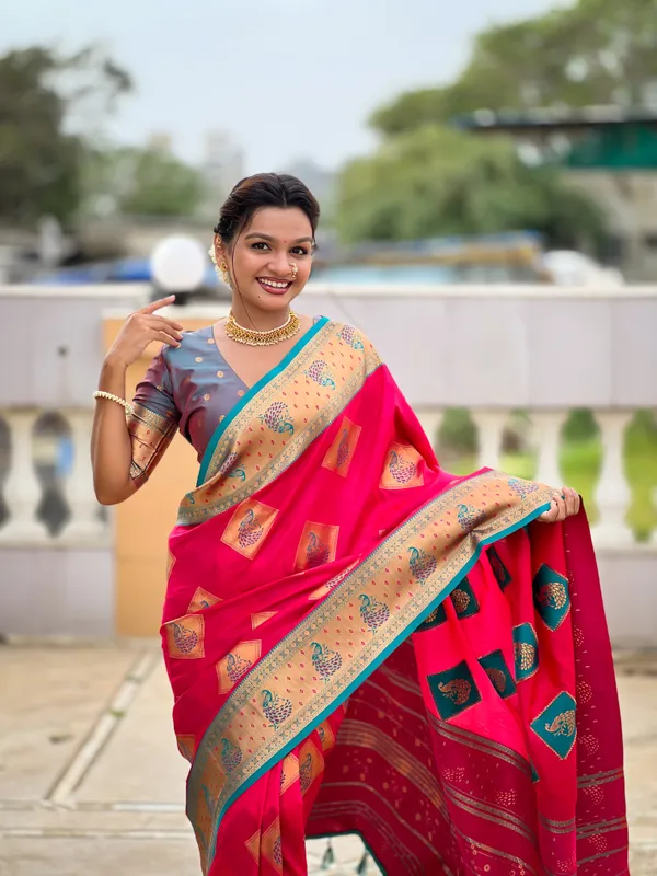 Rani_Pink_Soft_Banarasi_Silk_Saree_With_Zari_Weaving_Meenakari_Design_All_Over_The_Saree_And_Contrast_Weaving_Rich_Pallu_For_Women
