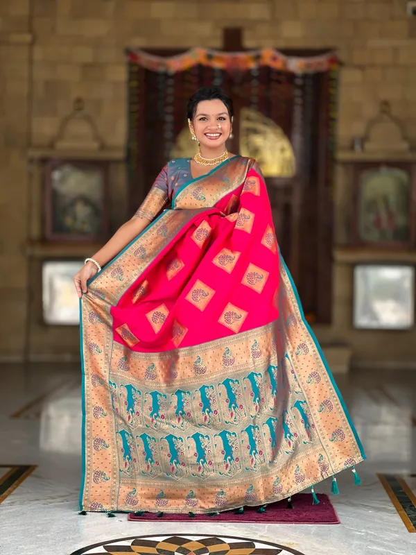 Rani_Pink_Soft_Banarasi_Silk_Saree_With_Zari_Weaving_Meenakari_Design_All_Over_The_Saree_And_Contrast_Weaving_Rich_Pallu_For_Women