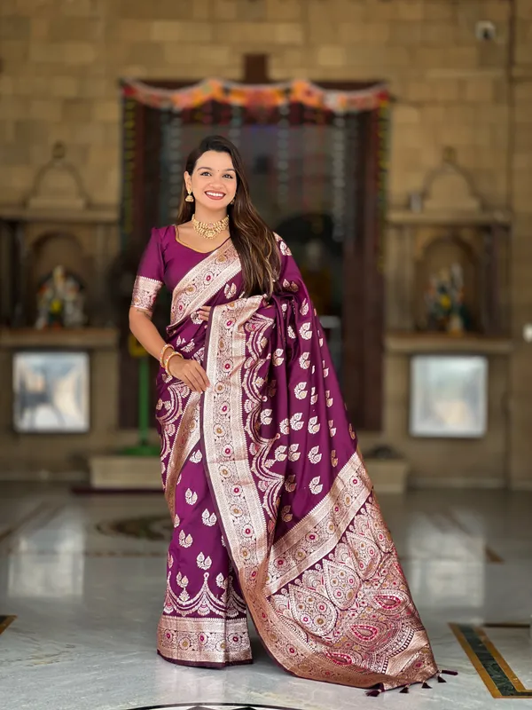 Wine_Soft_Banarasi_Silk_Saree_With_Zari_Weaving_Meenakari_Touchup_Design_All_Over_The_Saree_And_Meenakari_Weaving_Rich_Pallu_For_Women