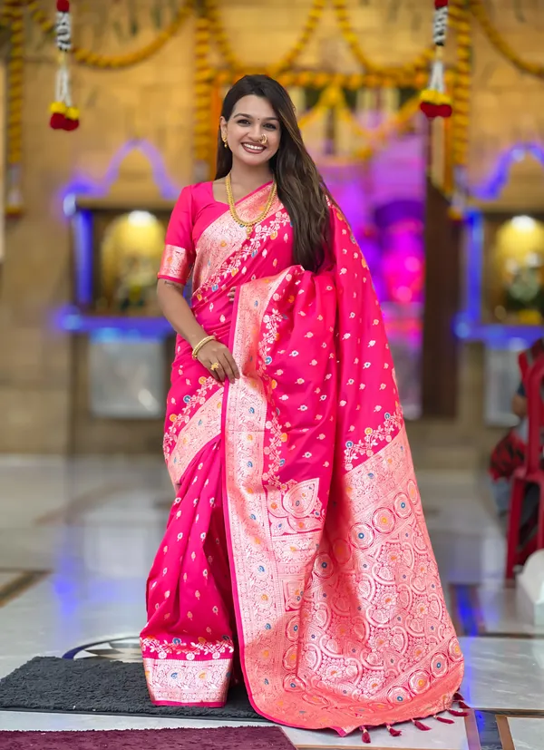 Rani_Pink_Soft_Banarasi_Silk_Saree_With_Zari_Weaving_Meenakari_Touchup_Design_All_Over_The_Saree_And_Meenakari_Weaving_Rich_Pallu_For_Women