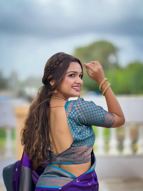Purple_Soft_Pethani_Silk_Saree_With_Zari_Weaving_Meenakari_Moon_Design_And_Meenakari_Weaving_Rich_Pallu_With_Meenakari_Weaving_Border_And_Tassels_Attached_At_Pallu_End_Blouse_For_Women
