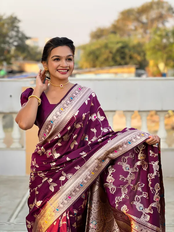 Wine_Soft_Banarasi_Silk_Saree_With_Zari_Weaving_Meenakari_Touchup_Design_All_Over_The_Saree_And_Meenakari_Weaving_Rich_Pallu_For_Women