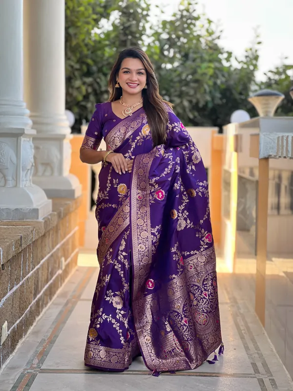 Wine_Soft_Banarasi_Silk_Saree_With_Zari_Weaving_Meenakari_Touchup_Design_All_Over_The_Saree_And_Meenakari_Weaving_Rich_Pallu_For_Women
