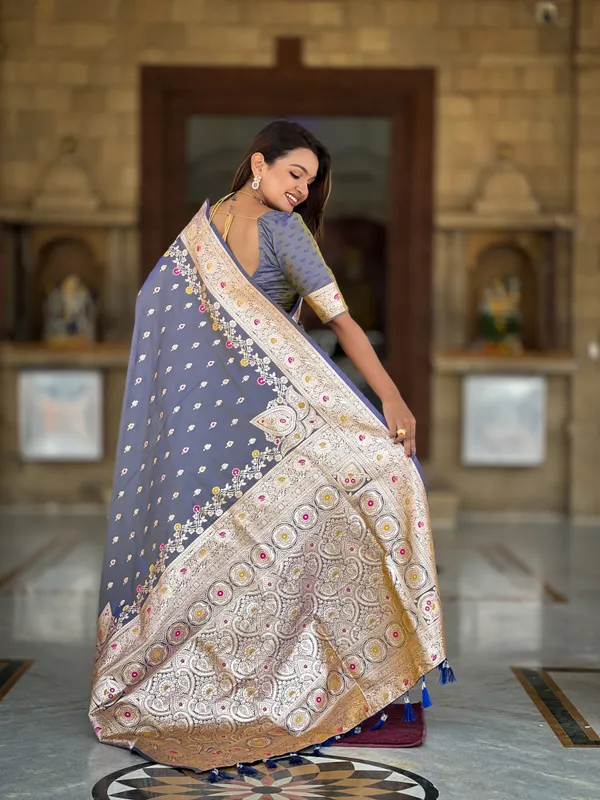 Grey_Soft_Banarasi_Silk_Saree_With_Zari_Weaving_Meenakari_Touchup_Design_All_Over_The_Saree_And_Meenakari_Weaving_Rich_Pallu_For_Women
