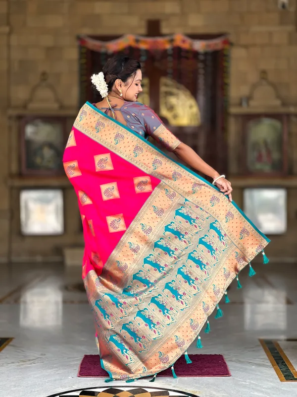 Rani_Pink_Soft_Banarasi_Silk_Saree_With_Zari_Weaving_Meenakari_Design_All_Over_The_Saree_And_Contrast_Weaving_Rich_Pallu_For_Women