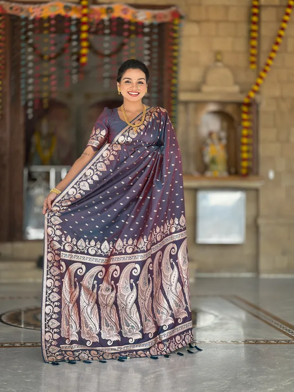 Anjir_Soft_Banarasi_Silk_Saree_With_Zari_Weaving_Design_All_Over_The_Saree_And_Zari_Weaving_Rich_Pallu_With_Meenakari_Weaving_Border_And_Tassels_Attached_At_Pallu_End_Blouse_For_Women