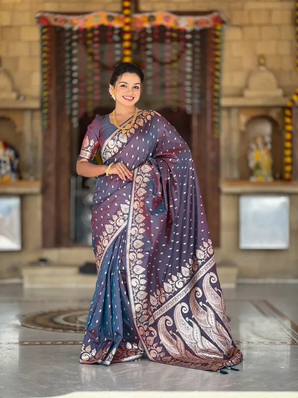 Anjir_Soft_Banarasi_Silk_Saree_With_Zari_Weaving_Design_All_Over_The_Saree_And_Zari_Weaving_Rich_Pallu_With_Meenakari_Weaving_Border_And_Tassels_Attached_At_Pallu_End_Blouse_For_Women
