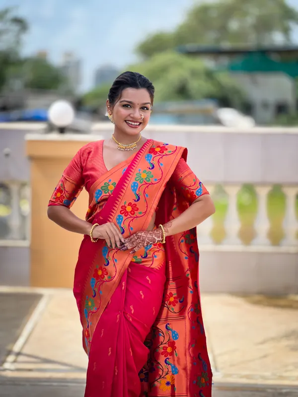 Pink_Soft_Paithani_Silk_Saree_With_Zari_Weaving_Meenakari_Motifs_Design_And_Meenakari_Weaving_Rich_Pallu_With_Meenakari_Weaving_Border_And_Tassels_Attached_At_Pallu_And_Blouse_For_Women
