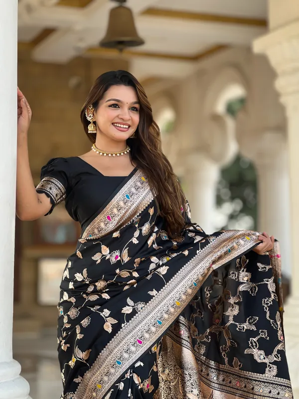 Black_Soft_Banarasi_Silk_Saree_With_Zari_Weaving_Meenakari_Touchup_Design_All_Over_The_Saree_And_Meenakari_Weaving_Rich_Pallu_For_Women