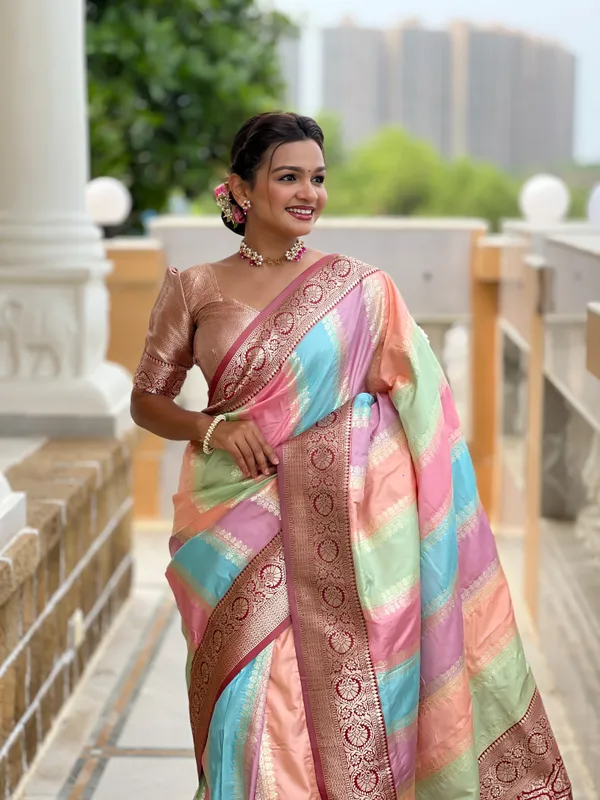Maroon_Soft_Silk_Saree_With_Zari_Weaving_Meenakari_Design_All_Over_The_Saree_And_Zari_Weaving_Contrast_Rich_Pallu_With_Cotrast_Weaving_Border_And_Tassels_Attached_At_Pallu_End_Blouse_For_Women