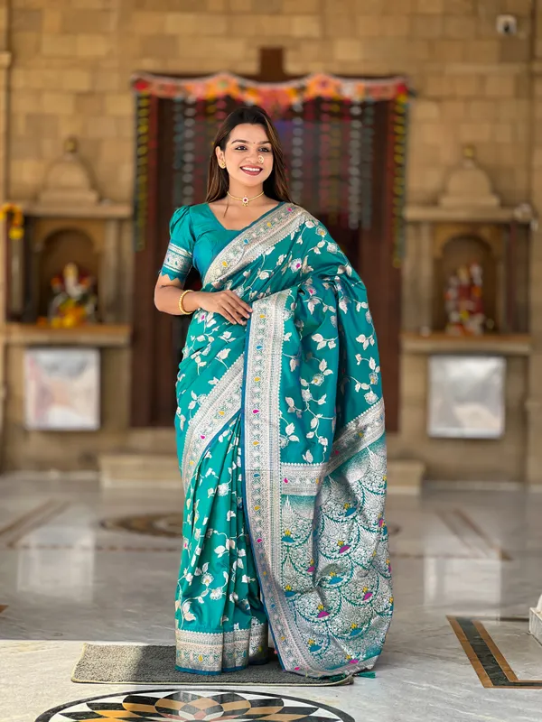 Rama_Soft_Banarasi_Silk_Saree_With_Zari_Weaving_Meenakari_Touchup_Design_All_Over_The_Saree_And_Meenakari_Weaving_Rich_Pallu_For_Women