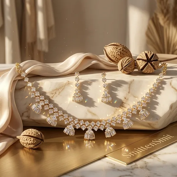 Elegant_American_Diamond_Gold-Plated_Choker_Necklace_Set_with_Matching_Drop_Earrings