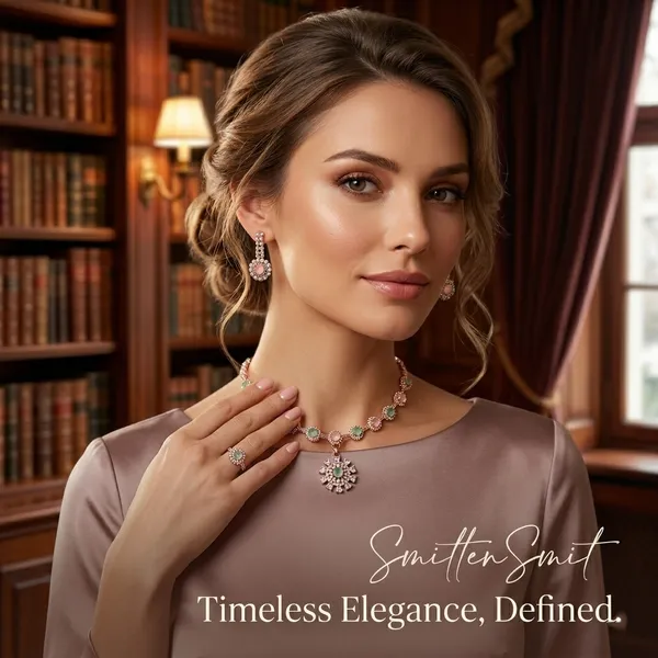 Elegant_Rose_Gold-Plated_Choker_Necklace_Set_with_Mint_Green_&_Blush_Pink_Stones_and_Matching_Drop_Earrings