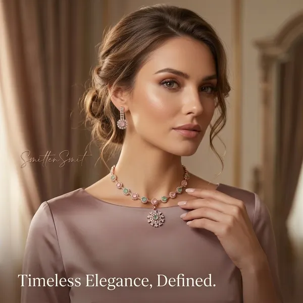 Elegant_Rose_Gold-Plated_Choker_Necklace_Set_with_Mint_Green_&_Blush_Pink_Stones_and_Matching_Drop_Earrings