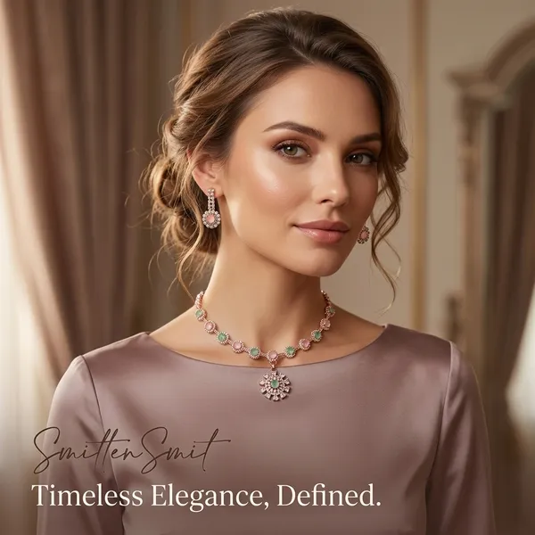 Elegant_Rose_Gold-Plated_Choker_Necklace_Set_with_Mint_Green_&_Blush_Pink_Stones_and_Matching_Drop_Earrings