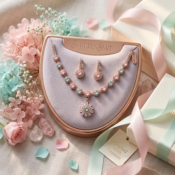 Elegant_Rose_Gold-Plated_Choker_Necklace_Set_with_Mint_Green_&_Blush_Pink_Stones_and_Matching_Drop_Earrings