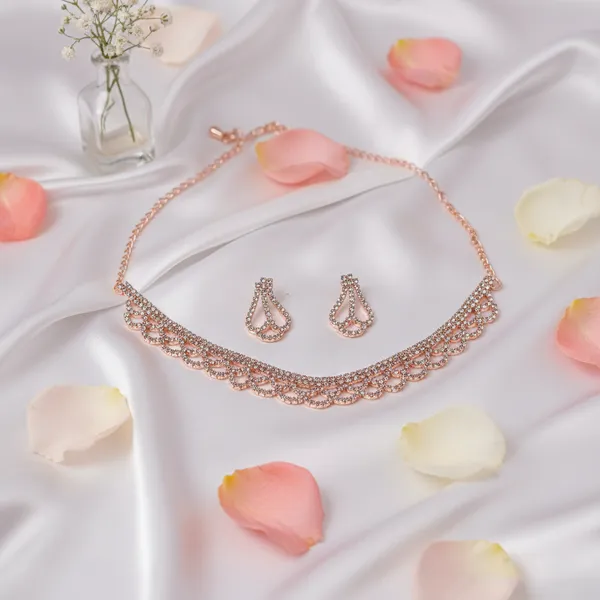 Elegant_Rose_Gold-Plated_Scalloped_Choker_Necklace_and_Drop_Earring_Set_with_Shimmering_Crystals