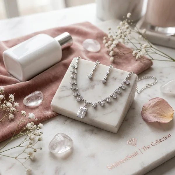 Elegant_Silver-Toned_American_Diamond_Necklace_Set_with_Drop_Earrings