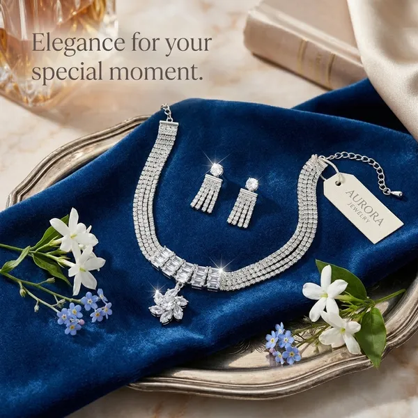 Elegant_Zircon_Floral_Choker_&_Tassel_Earring_Set