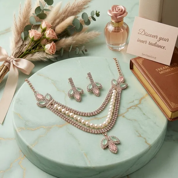 Rose_Gold-Plated_Crystal_&_Pearl_Leaf_Motif_Necklace_and_Earring_Set