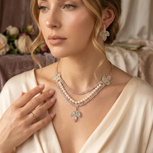 Rose_Gold-Plated_Crystal_&_Pearl_Leaf_Motif_Necklace_and_Earring_Set