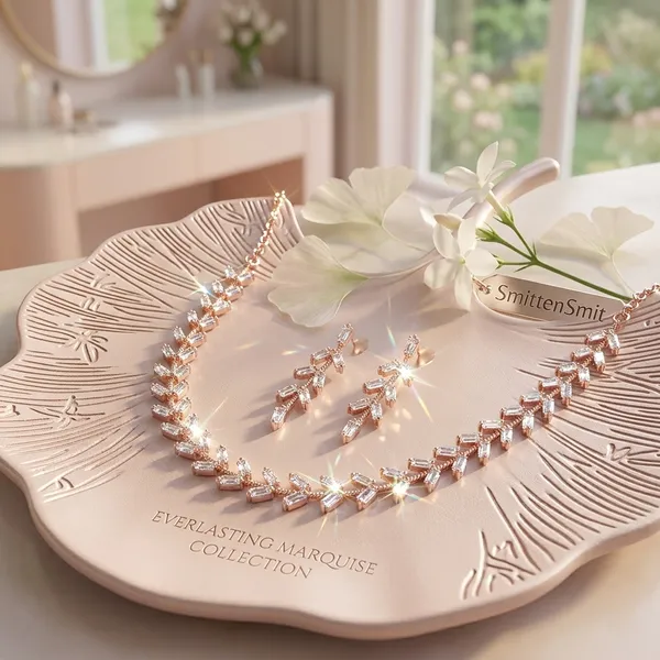 Rose_Gold_Toned_Baguette_Cut_Zircon_Leaf_Design_Necklace_&_Earrings_Jewelry_Set