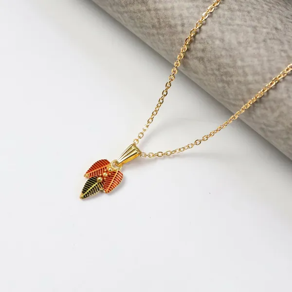 Gold_And_Orange_Brass_Pendant_Necklace_For_Women
